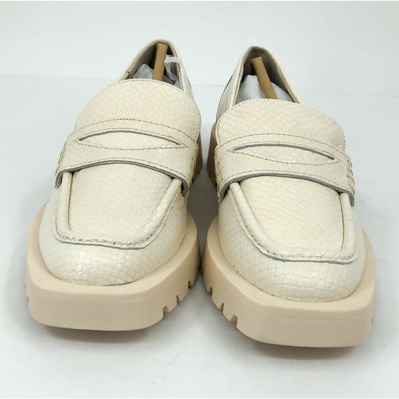 Dolce Vita Womens Elias Loafer 6.5 White Ivory Embossed Leather Lug Sole NWOB - Picture 5 of 11